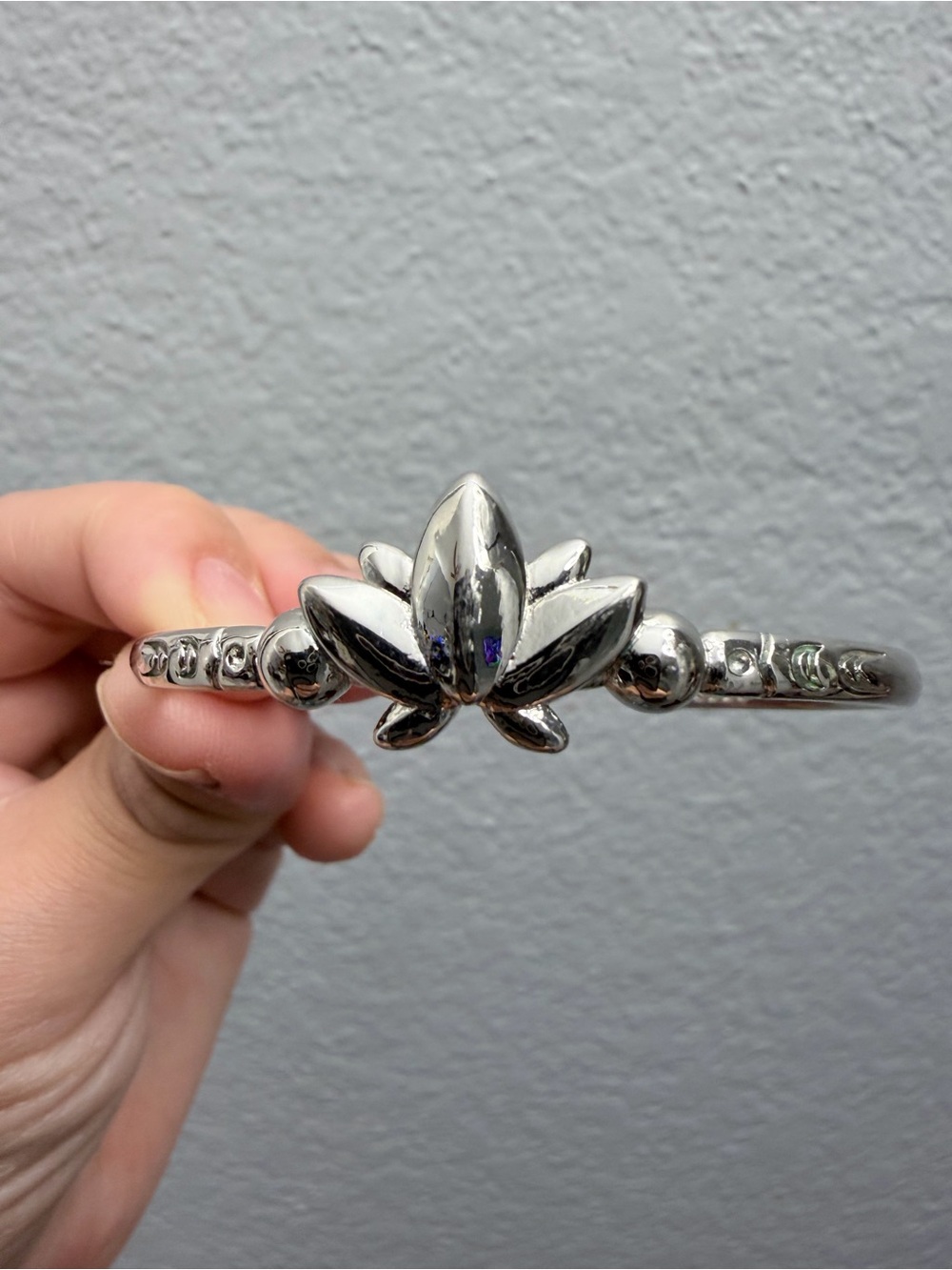 925 Sterling Silver Lotus Cuff Bracelet Bangle Silver